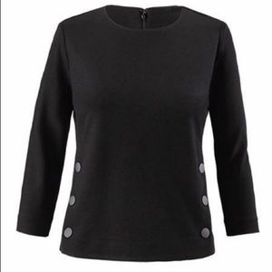 Cabi Black Utility Twill Ponte Knit Top Style 3232